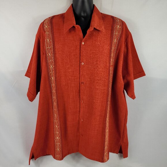 Guayabera Autentica Short Sleeve Button Down Embroidered Shirt Mexico Men's 52 - Picture 1 of 3